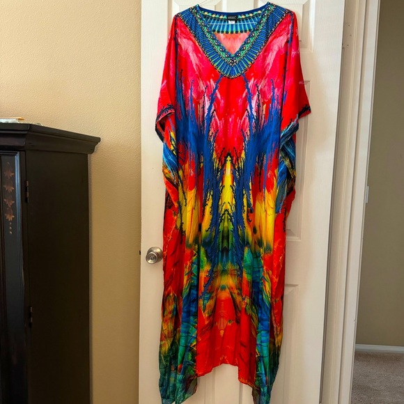 Beaded Multicolored Kaftan by SAKKAS - Picture 2 of 8